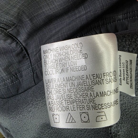 Mens Eddie Bauer Gray Full Zip Jacket 100% Polyester Dolese Fleece Lining XL - Picture 10 of 10